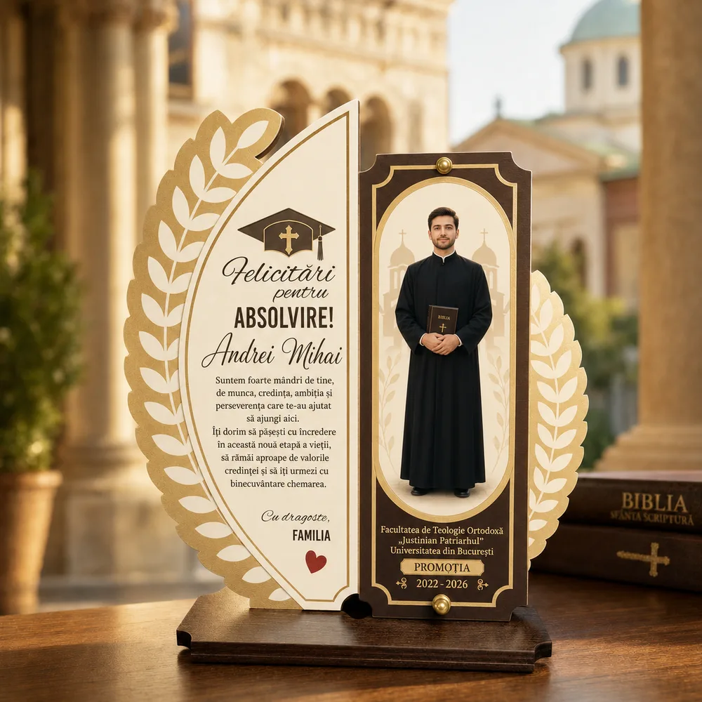 Trofeu personalizat absolvire teologie